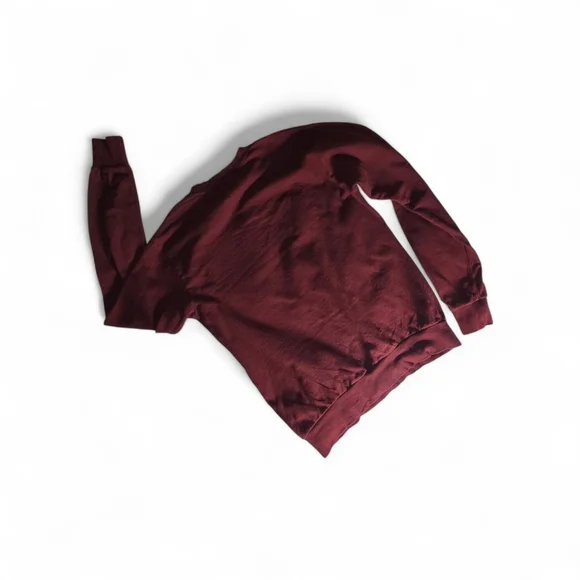 Men's Burgundy Crewneck Sweatshirt with 'NEVER' Chest Patch - Picture 4 of 6